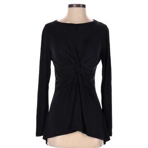 Hummingbird Front-Twist Long Sleeve Top Solid Black